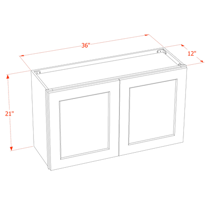 TW-W3621: Creamy White Shaker 36"W x 21"H 2 Doors Standard Wall Bridge Cabinet