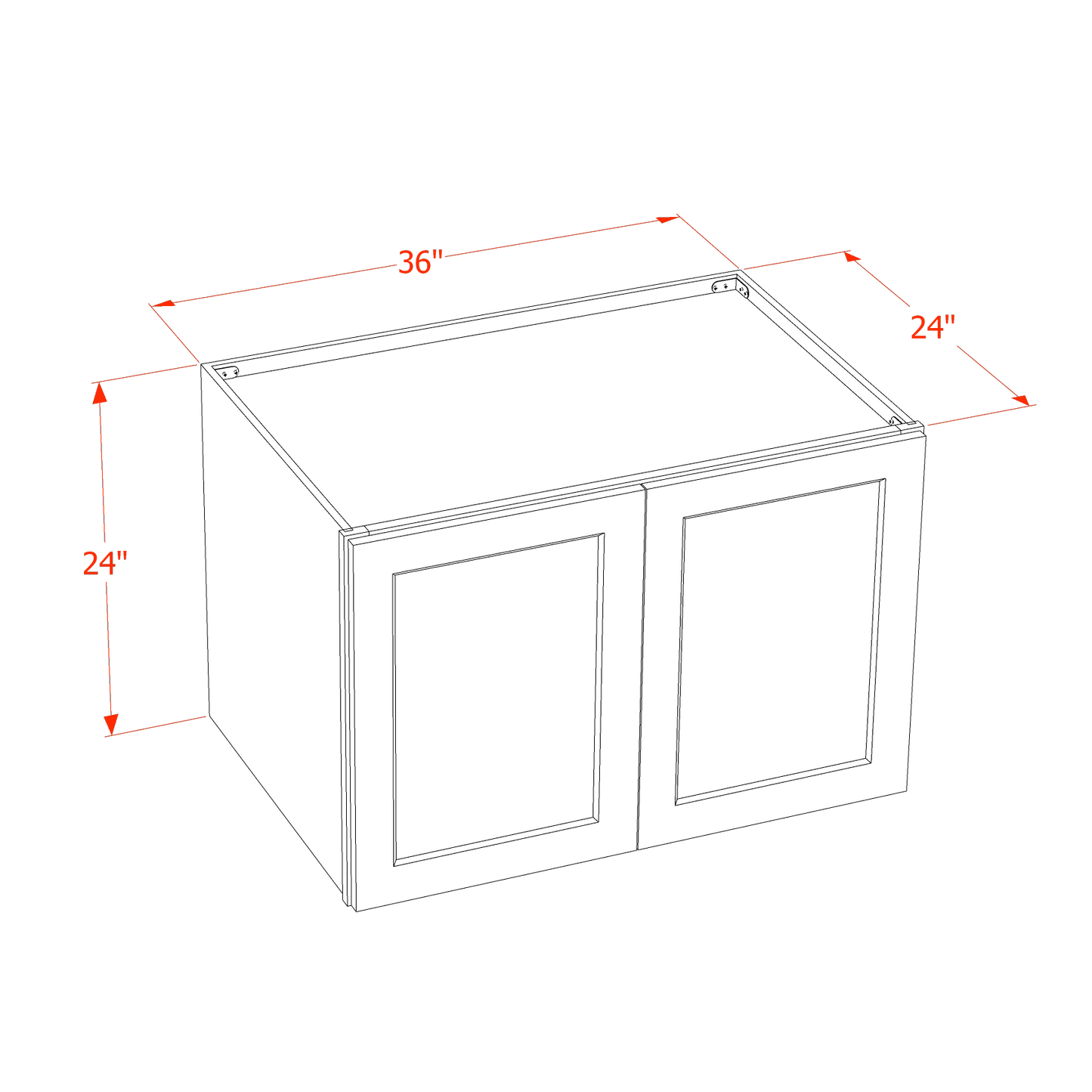 TW-W362424: Creamy White Shaker 36"W x 24"H x 24"D 2 Doors & 1 Shelf Standard Bridge Wall Cabinet