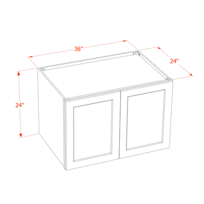 TG-W362424: Soft Green Shaker 36"W x 24"H x 24"D 2 Doors & 1 Shelf Standard Bridge Wall Cabinet