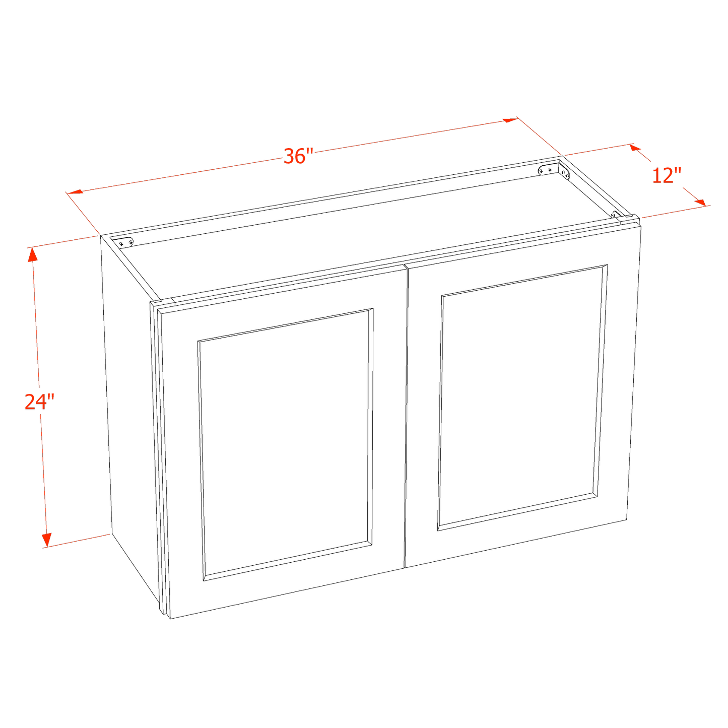 TG-W3624: Soft Green Shaker 36"W x 24"H 2 Doors Standard Wall Bridge Cabinet