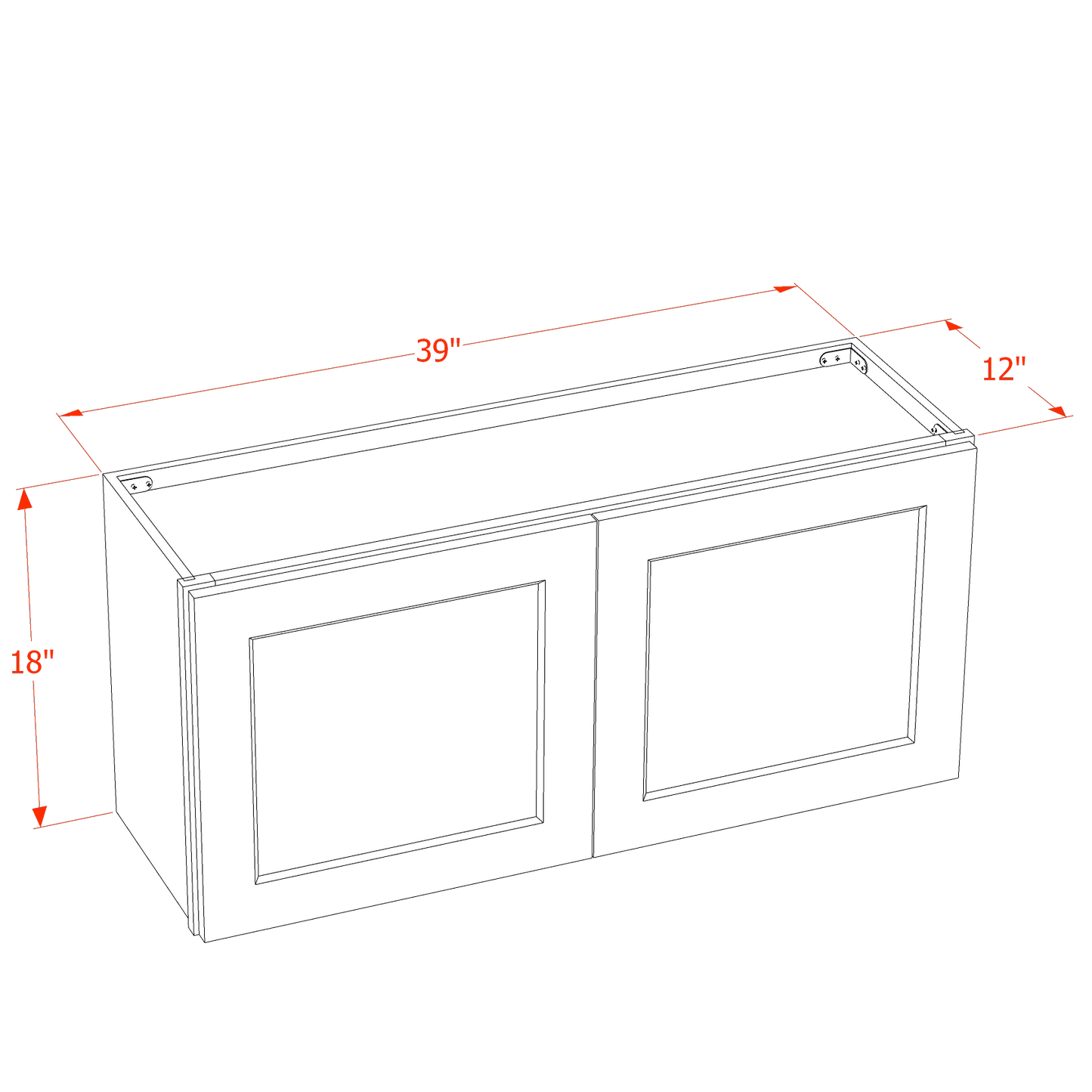 TG-W3918: Soft Green Shaker 39"W x 18"H 2 Doors Standard Wall Bridge Cabinet