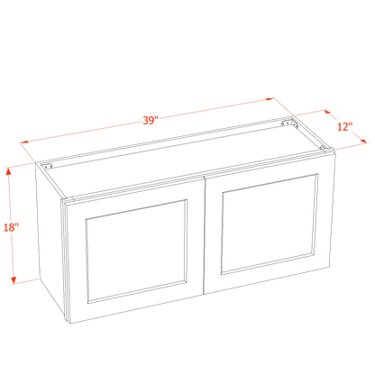 TG-W3918: Soft Green Shaker 39"W x 18"H 2 Doors Standard Wall Bridge Cabinet