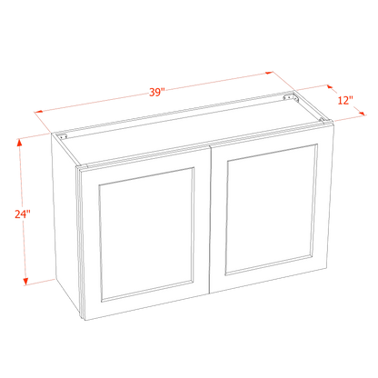 TW-W3924: Creamy White Shaker 39"W x 24"H 2 Doors Standard Wall Bridge Cabinet