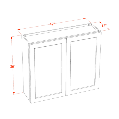 TG-W4236: Soft Green Shaker 42"W x 36"H 2 Doors & 2 Shelves Standard Wall Cabinet