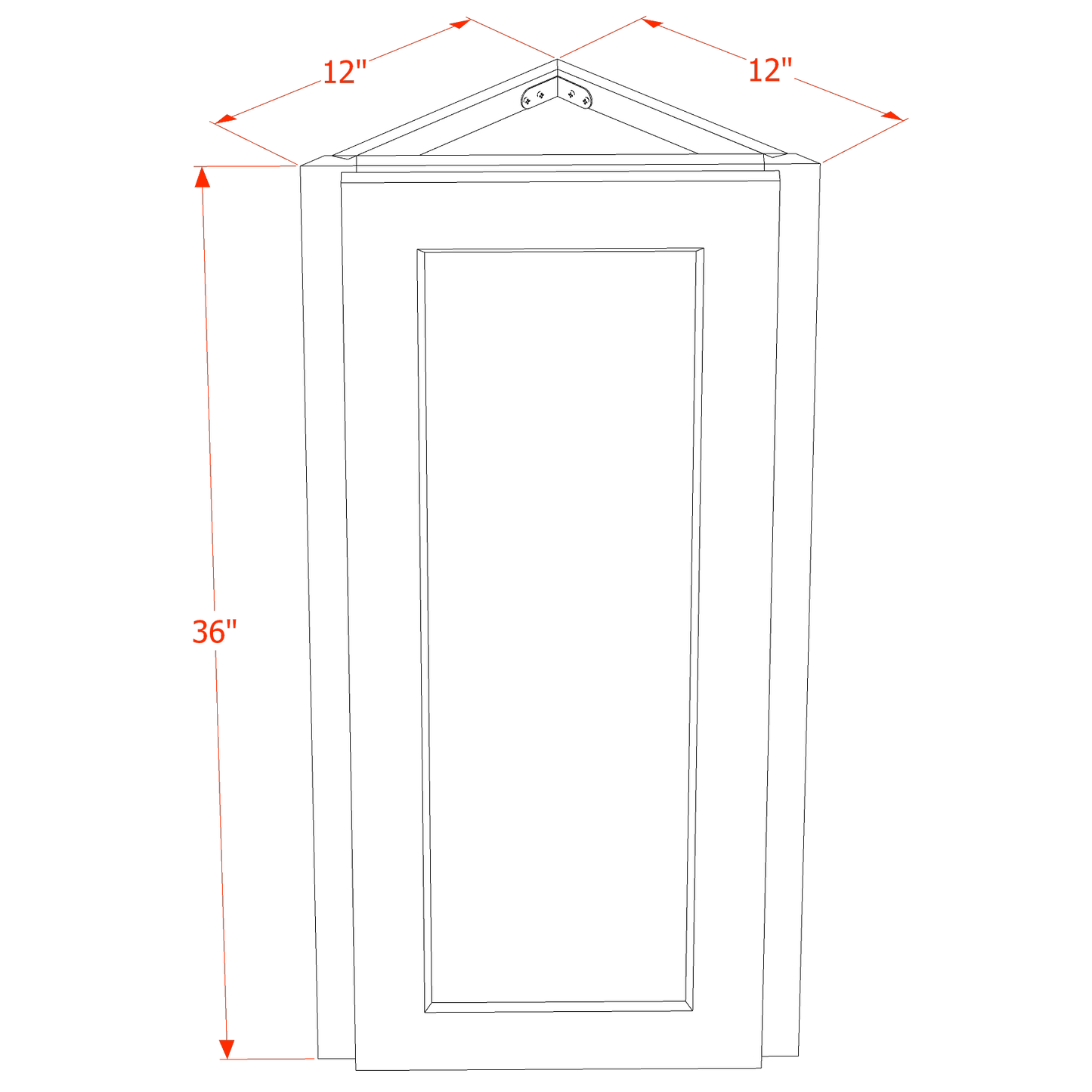 TW-WAE1236: Creamy White Shaker 12"W x 36"H x 12"D 1 Door & 2 Shelves Wall Angle End Cabinet