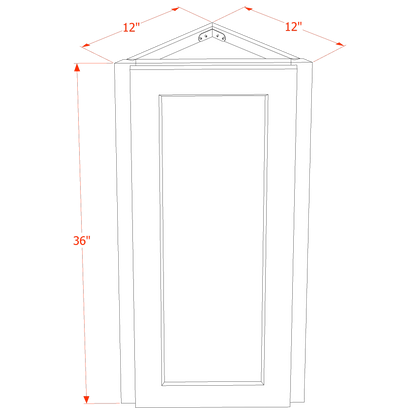 TW-WAE1236: Creamy White Shaker 12"W x 36"H x 12"D 1 Door & 2 Shelves Wall Angle End Cabinet