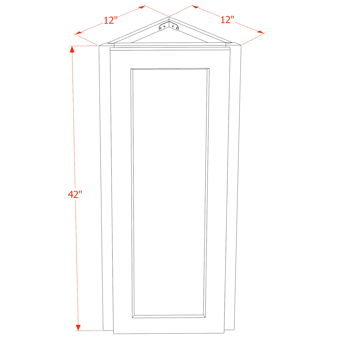 HT-WAE1242: Timber Wood Shaker 12"W x 42"H x 12"D 1 Door & 3 Shelves Wall Angle End Cabinet