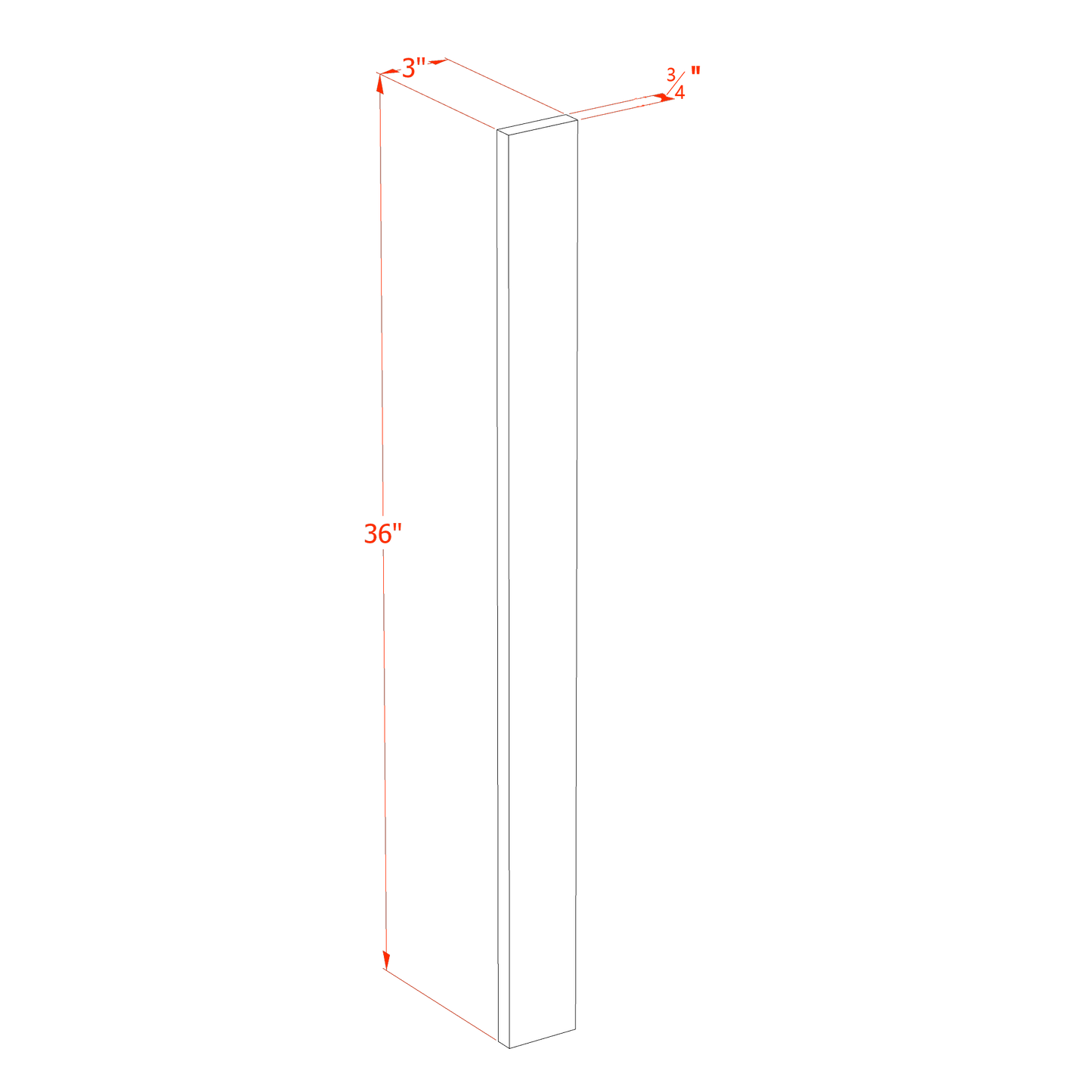 TW-WF336: Creamy White Shaker 03"W x 36"H Wall Cabinet Filler