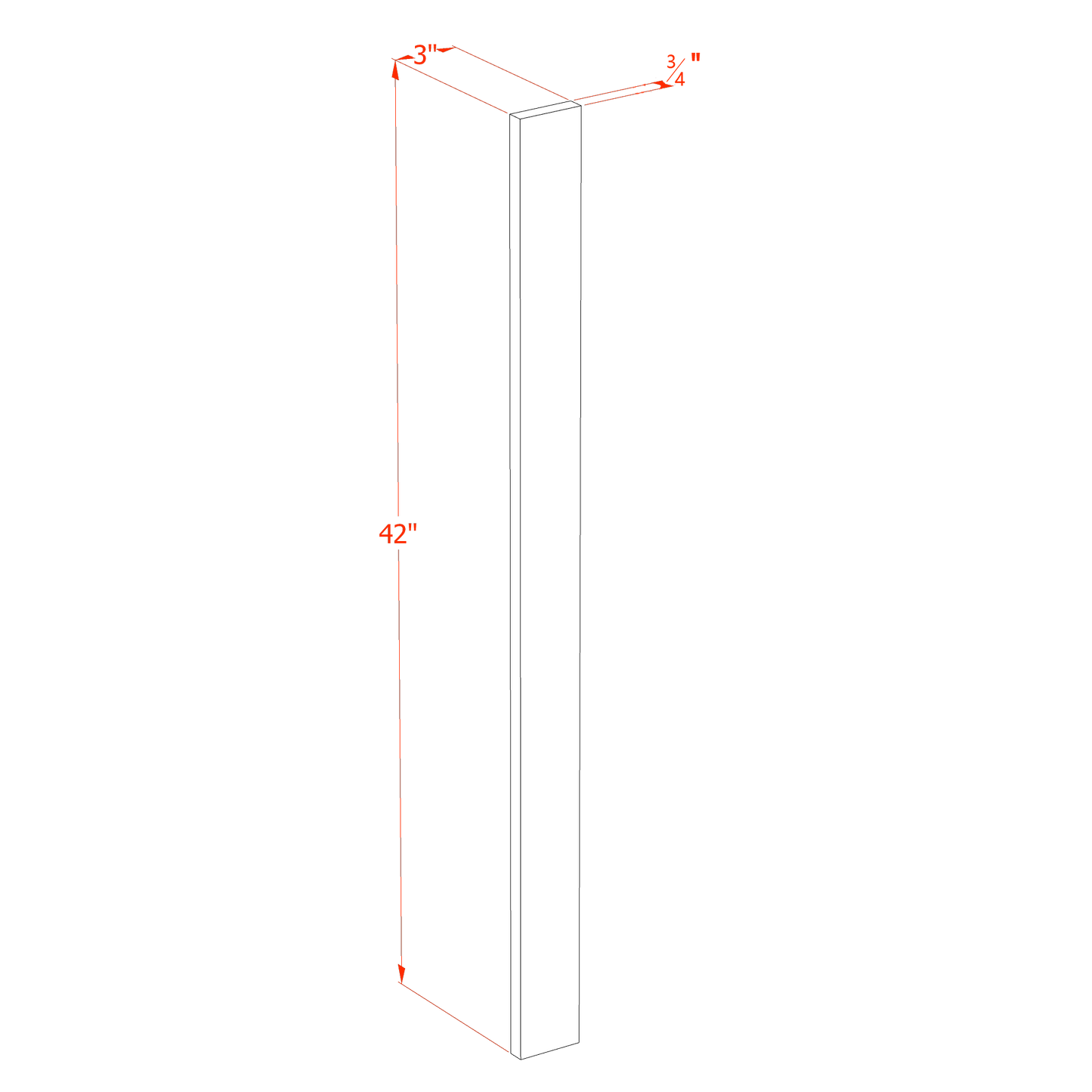 HLG-WF342: Light Gray Shaker 03"W x 42"H Wall Cabinet Filler