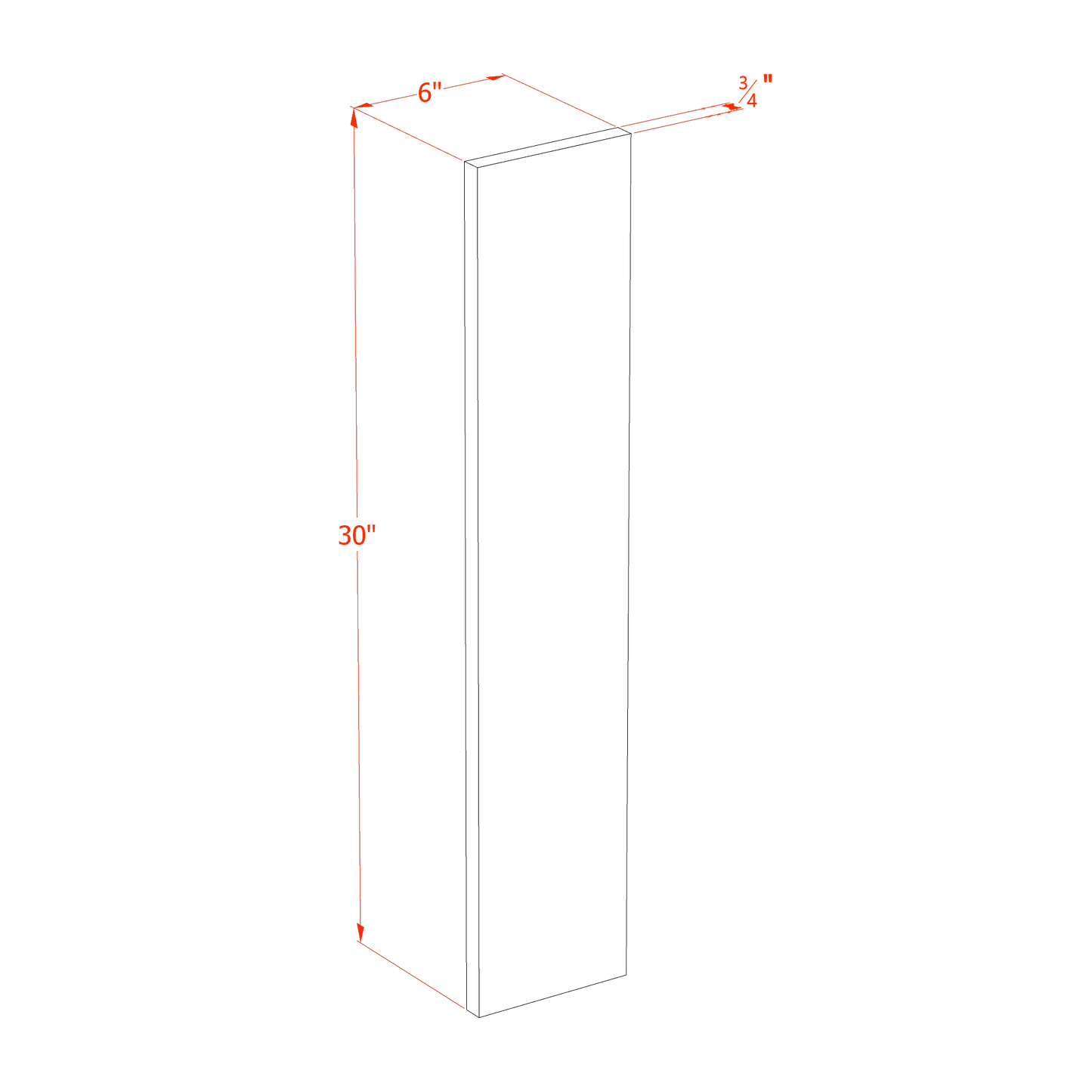 TW-WF630: Creamy White Shaker 06"W x 30"H Wall Cabinet Filler