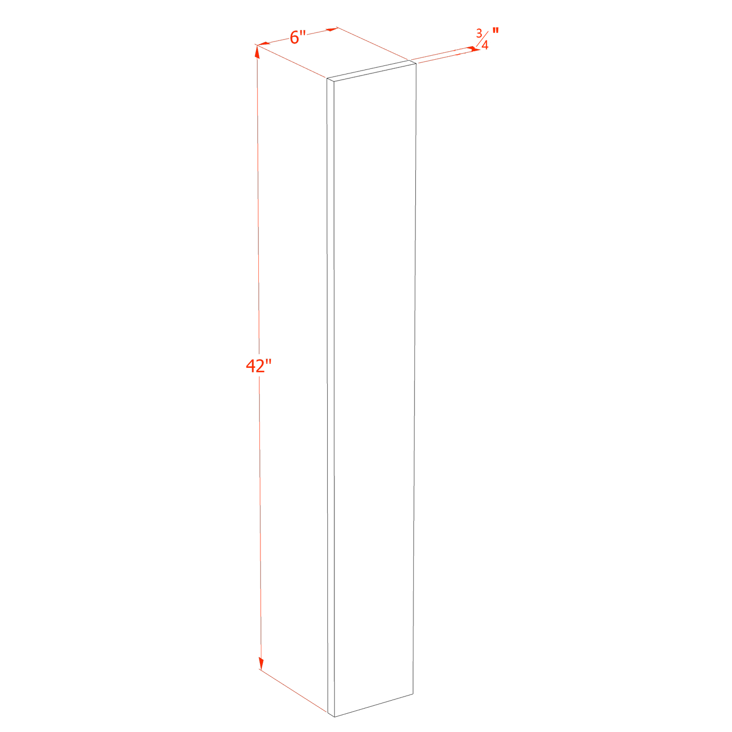 TW-WF642: Creamy White Shaker 06"W x 42"H Wall Cabinet Filler