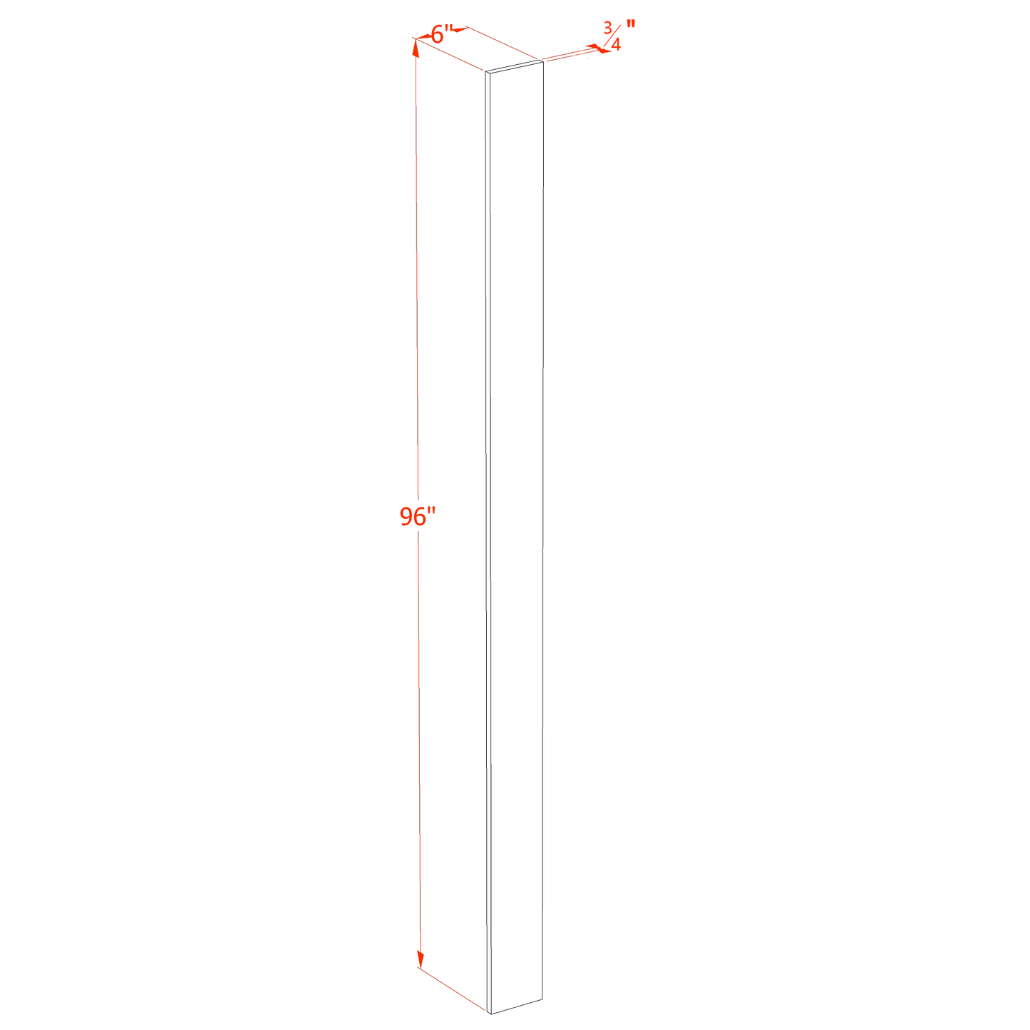 HT-WF696: Timber Wood Shaker 06"W x 96"H Wall Cabinet Filler