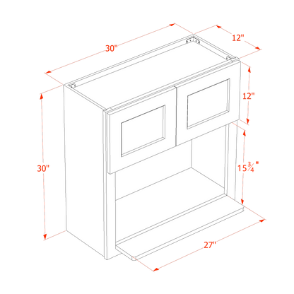 TW-WM3030: Creamy White Shaker 30"W x 30"H 2 Doors Wall Built-in Microwave Cabinets