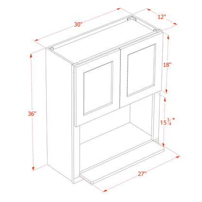 HT-WM3036: Timber Wood Shaker 30"W x 36"H 2 Doors Wall Built-in Microwave Cabinets