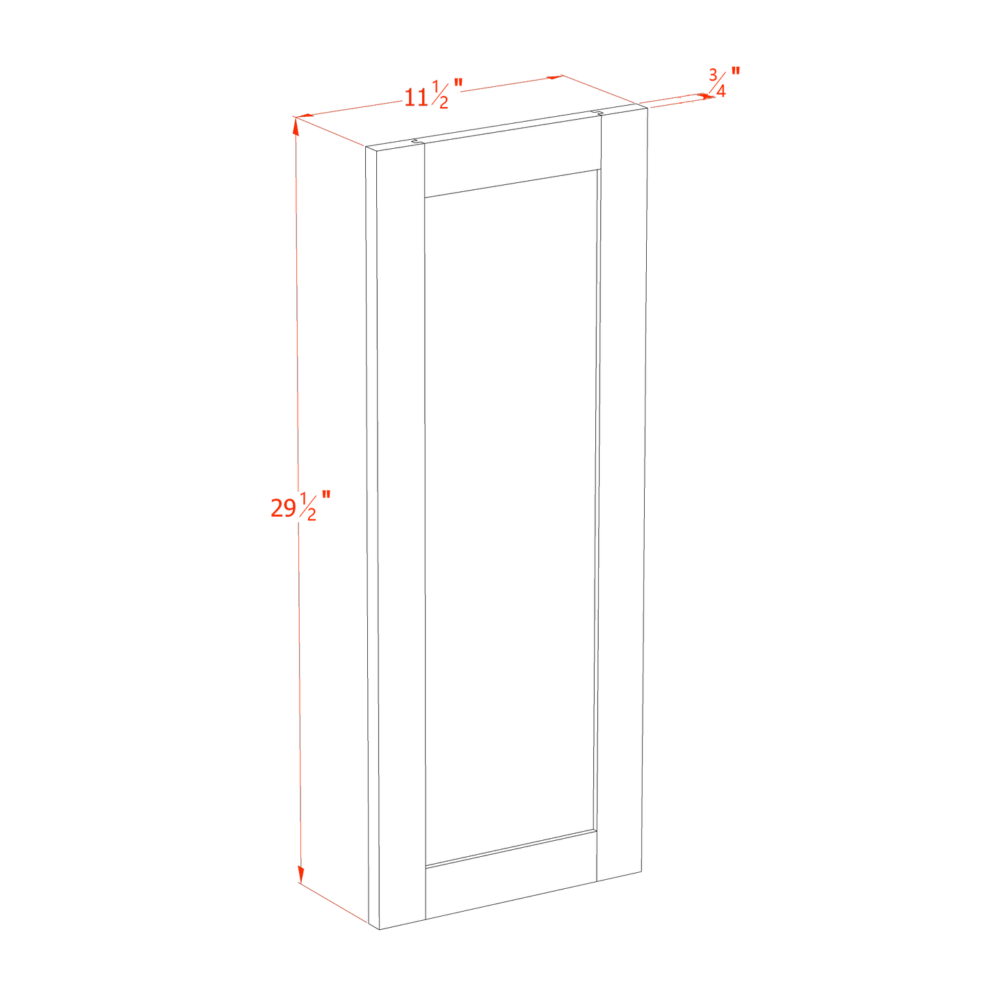 SF-WP-W30: Frost White Slim Shaker 30" - 11-1/2"W x 29-1/2"H x 3/4"D Wainscot Panel Wall