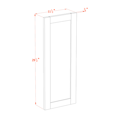 SF-WP-W30: Frost White Slim Shaker 30" - 11-1/2"W x 29-1/2"H x 3/4"D Wainscot Panel Wall