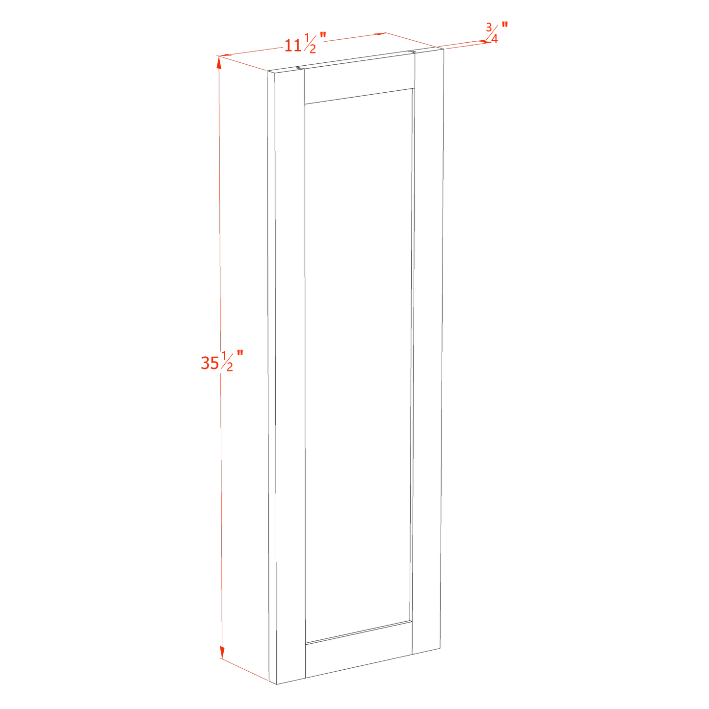 SF-WP-W36: Frost White Slim Shaker 36" - 11-1/2"W x 35-1/2"H x 3/4"D Wainscot Panel Wall