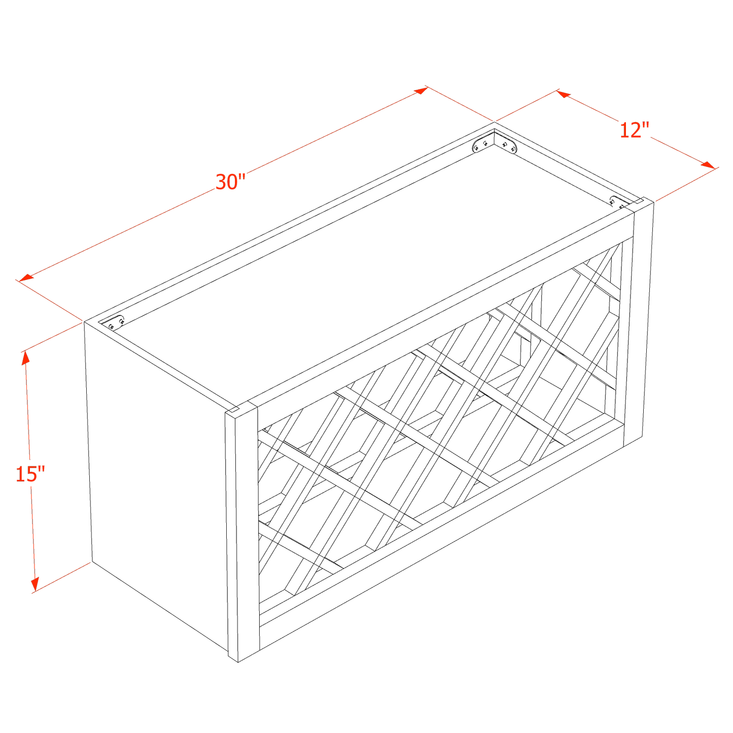 SF-WR3015: Frost White Slim Shaker 30"W x 15"H x 12"D Wall Wine Rack Incl. Shelf