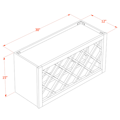 SF-WR3015: Frost White Slim Shaker 30"W x 15"H x 12"D Wall Wine Rack Incl. Shelf