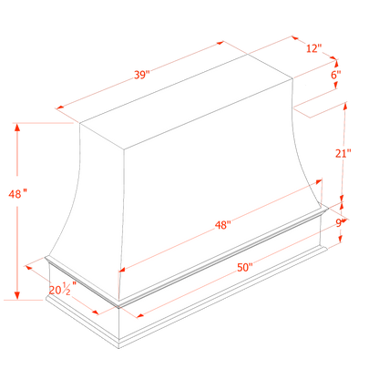 SF-WRH3648: Frost White Slim Shaker 36"W x 48"H Wood Wall Mounted Range Hoods