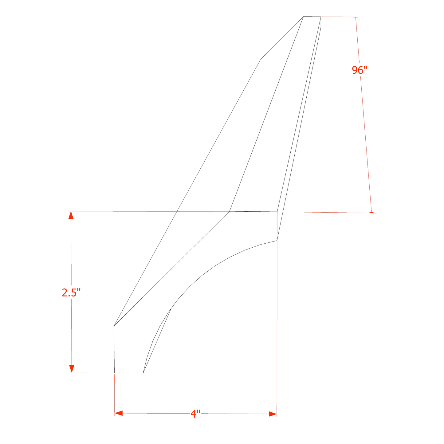 HT-CM4: Timber Wood Shaker 96"W x 2-1/2"H x 2-1/2"D Crown Molding