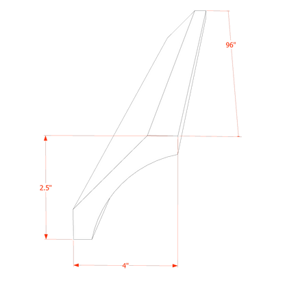 HT-CM4: Timber Wood Shaker 96"W x 2-1/2"H x 2-1/2"D Crown Molding