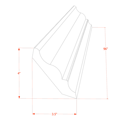 HT-CM6: Timber Wood Shaker 96"W x 3-1/2"H x 2-1/2"D Crown Molding