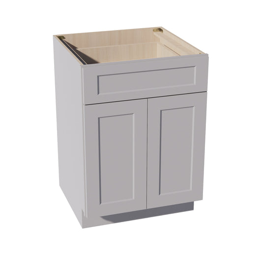 HA-B24: Ash Gray Shaker 24" 1 Drawer 2 Doors Standard Base Cabinet