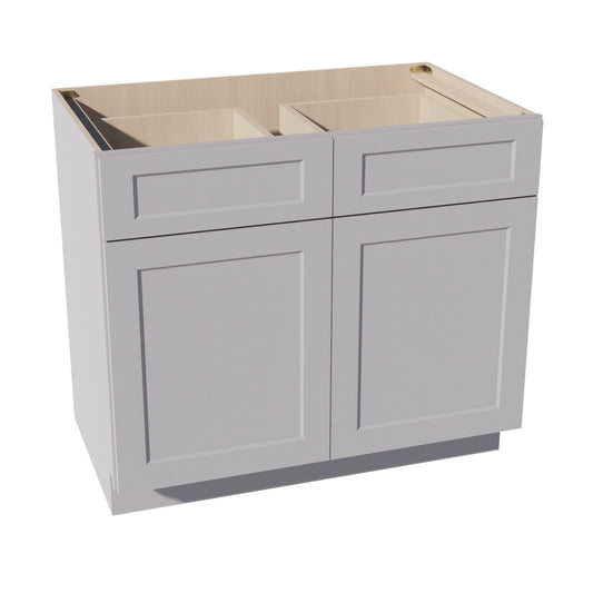 HA-B39: Ash Gray Shaker 39" 2 Drawers 2 Doors Standard Base Cabinet