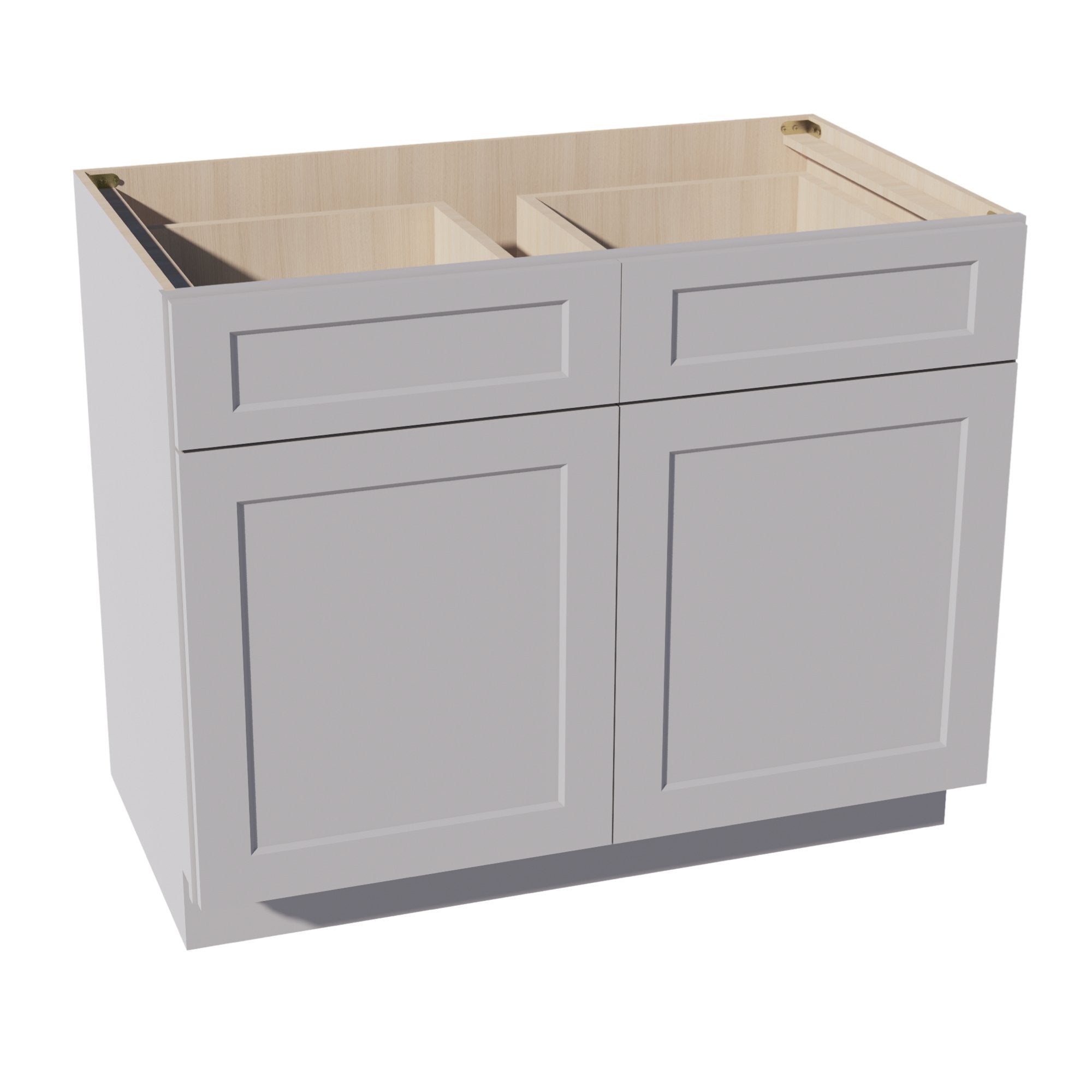 HA-B42: Ash Gray Shaker 42" 2 Drawers 2 Doors Standard Base Cabinet ...