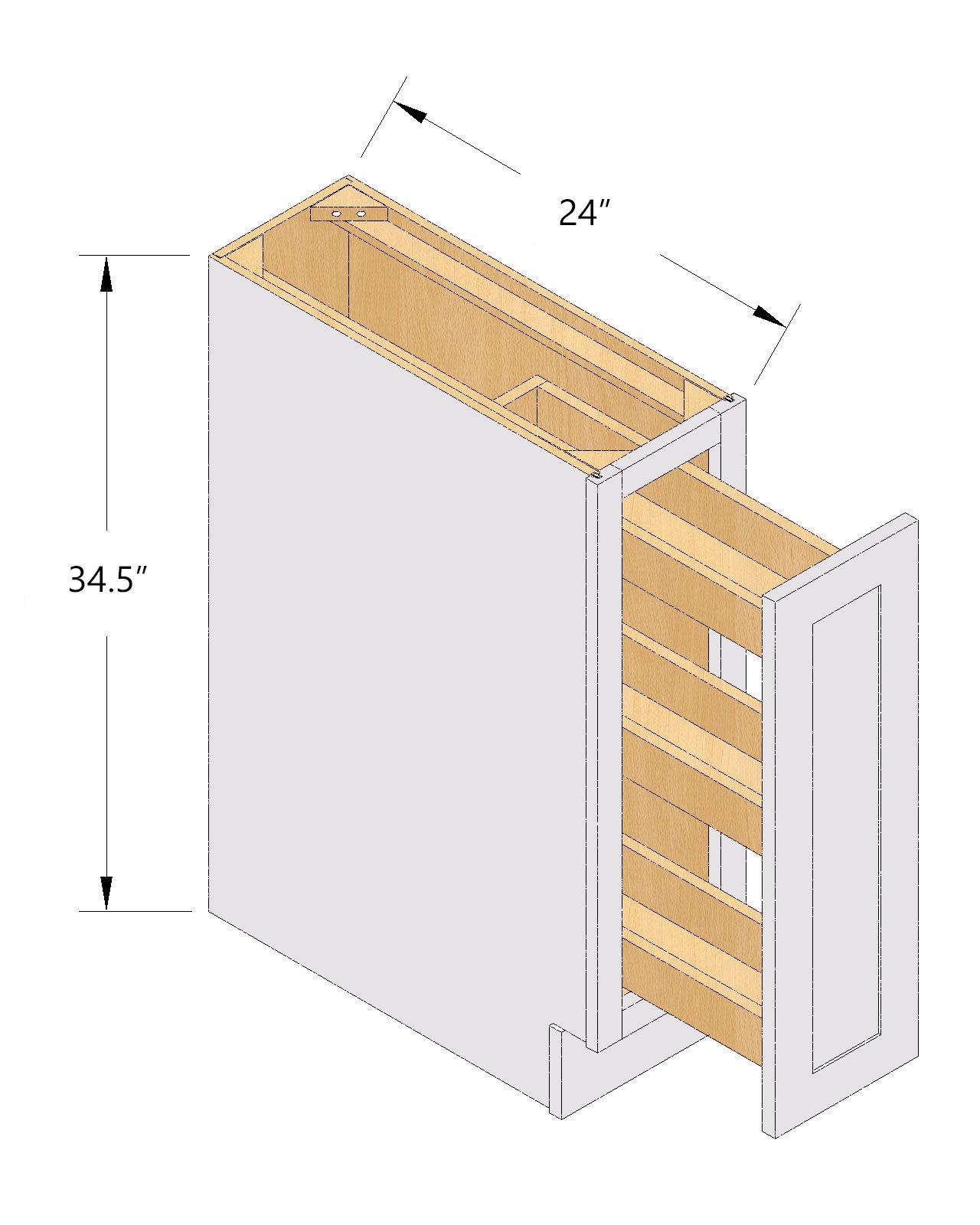 HA-BF09-PO: Ash Gray Shaker 09" Full Door Pull Out Spice Rack Base Cabinets