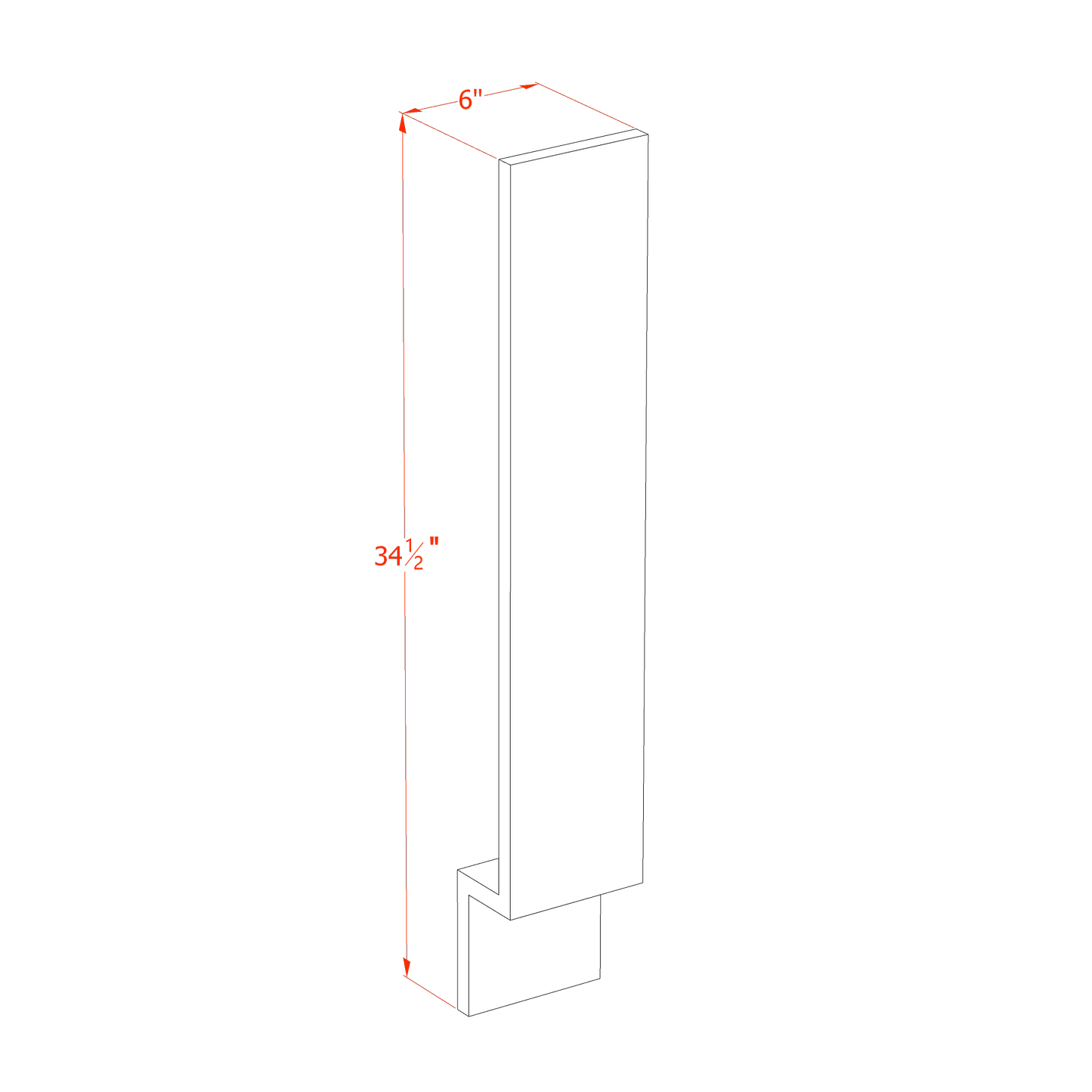 HA-BF6: Ash Gray Shaker 6"W Base Cabinet Filler