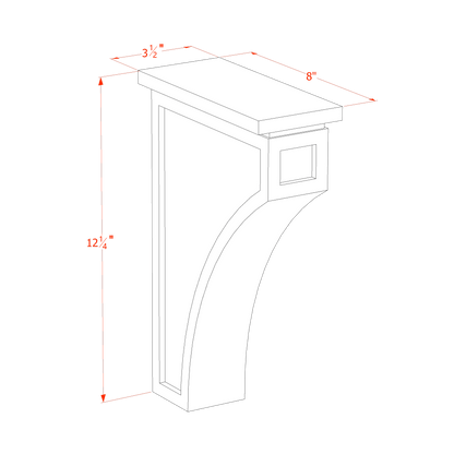 HA-CMCB: Ash Gray Shaker 3-1/2"W x 12-1/4"H x 08"D Extra Large Corbel