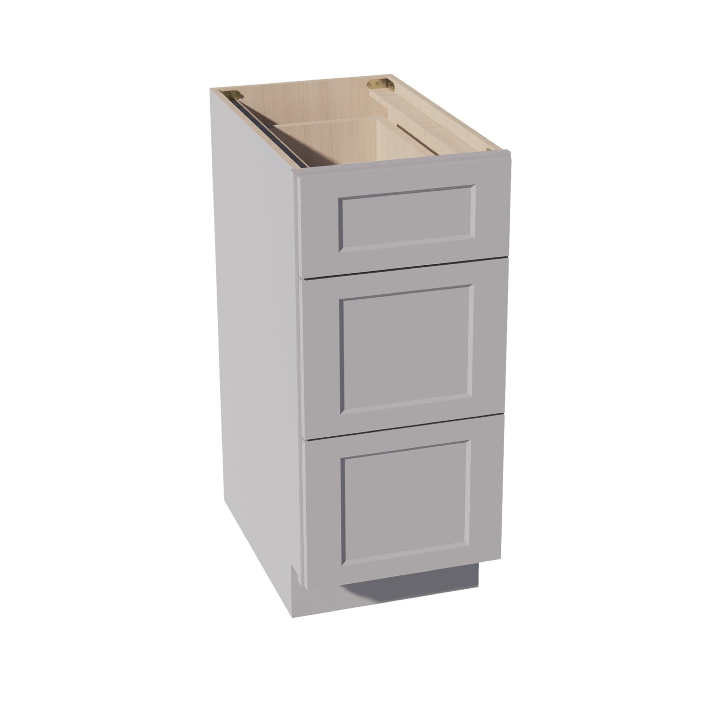 HA-DB15: Ash Gray Shaker 15" 3 Drawers Base Cabinet