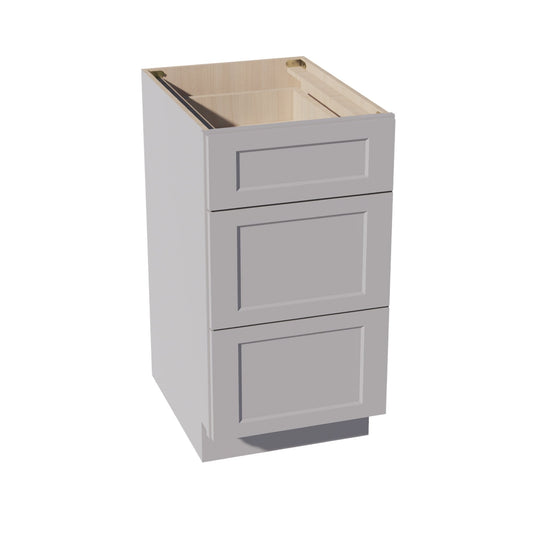 HA-DB18: Ash Gray Shaker 18" 3 Drawers Base Cabinet