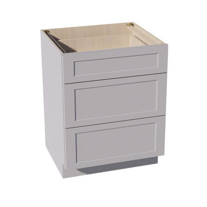 HA-DB27: Ash Gray Shaker 27" 3 Drawers Base Cabinet