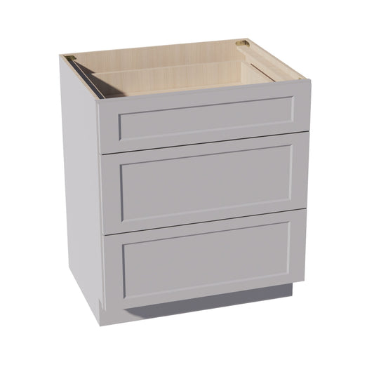 HA-DB30: Ash Gray Shaker 30" 3 Drawers Base Cabinet