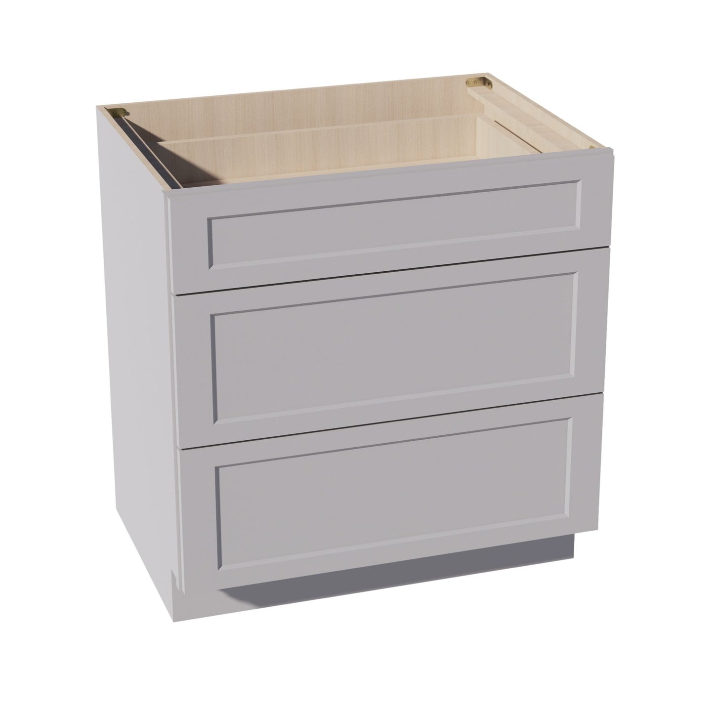 HA-DB33: Ash Gray Shaker 33" 3 Drawers Base Cabinet