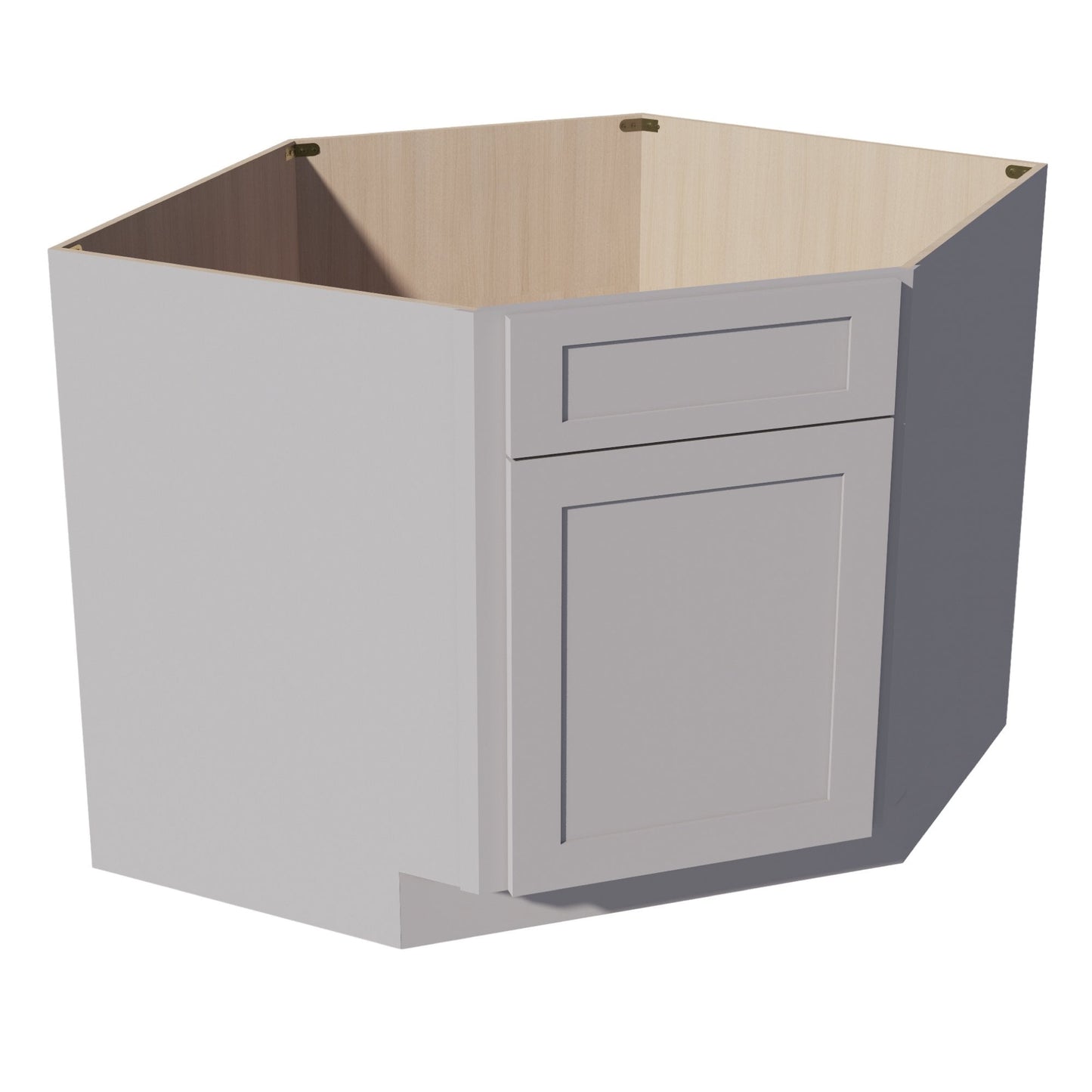 HA-DSB42: Ash Gray Shaker 42" 1 Door & 1 False Drawer Corner Sink Base Cabinet