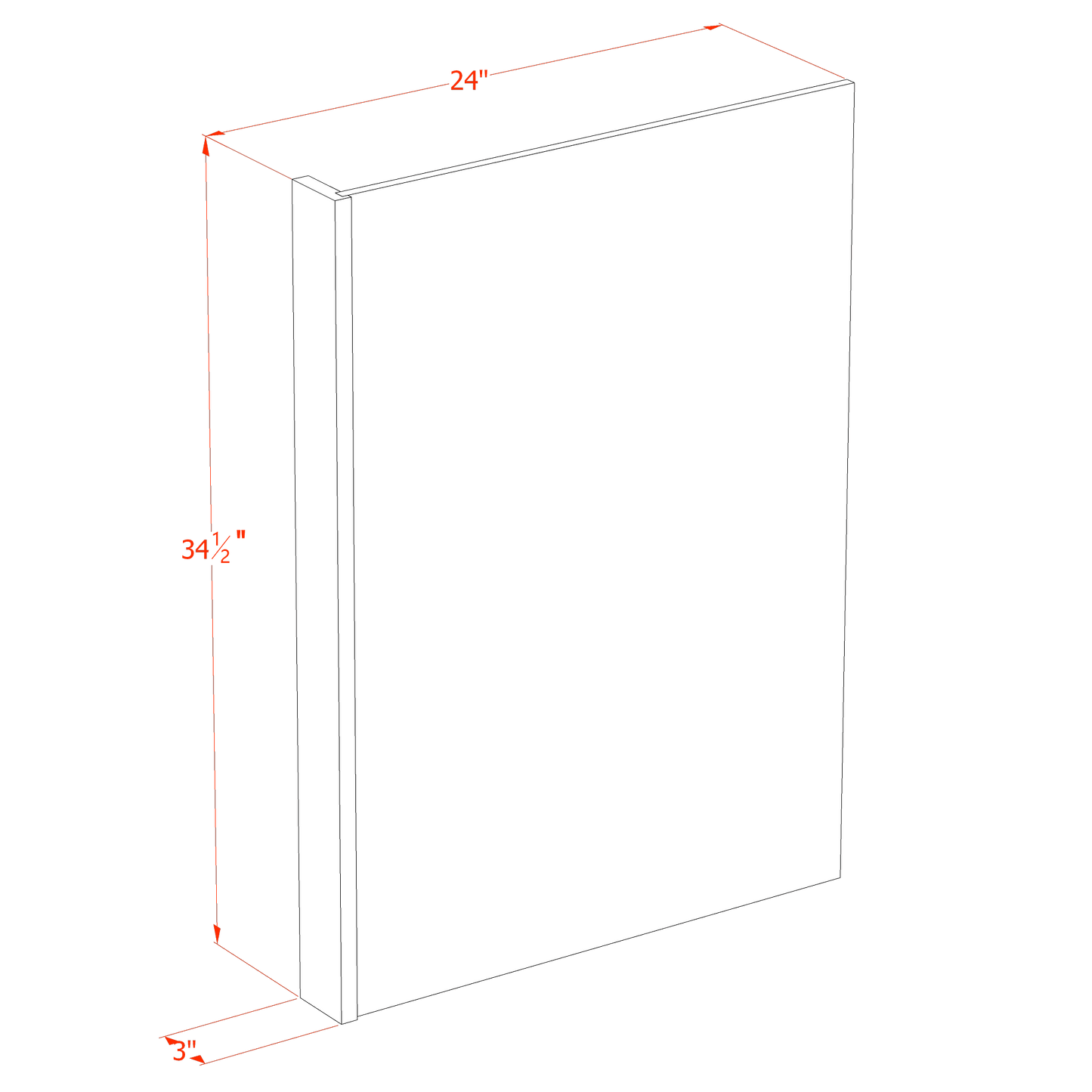 HA-DWR3: Ash Gray Shaker 3" Filler - 24"W x 34-1/2"H x 1/2"D Dishwasher Return Panel