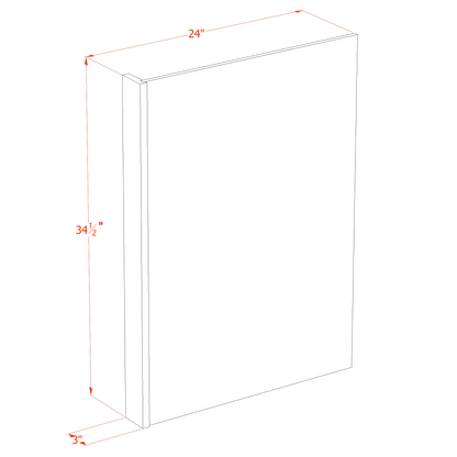 HA-DWR3: Ash Gray Shaker 3" Filler - 24"W x 34-1/2"H x 1/2"D Dishwasher Return Panel