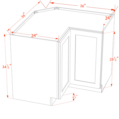 HA-LSB36: Ash Gray Shaker 36" 2 Doors Lazy Susan Corner Base Cabinets