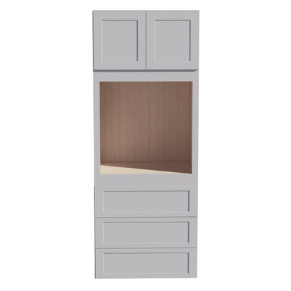 HA-OC3390: Ash Gray Shaker 33"W x 90"H x 24"D 2 Doors & 3 Drawers Tall Oven Shelf Cabinets