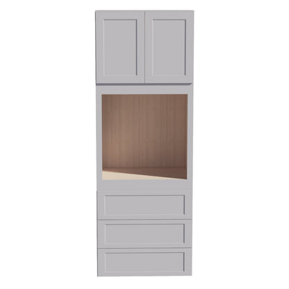 HA-OC3396: Ash Gray Shaker 33"W x 96"H x 24"D 2 Doors & 3 Drawers Tall Oven Shelf Cabinets