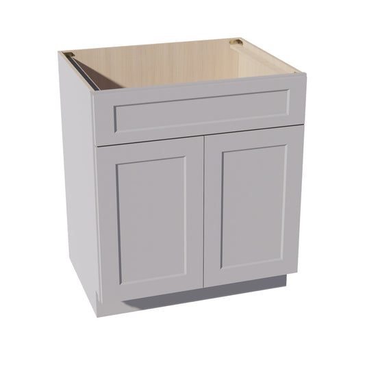 HA-SB30: Ash Gray Shaker 30" 2 Doors 1 False Drawer Sink Base Cabinet