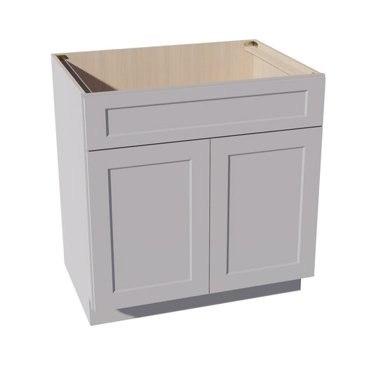 HA-SB33: Ash Gray Shaker 33" 2 Doors 1 False Drawer Sink Base Cabinet