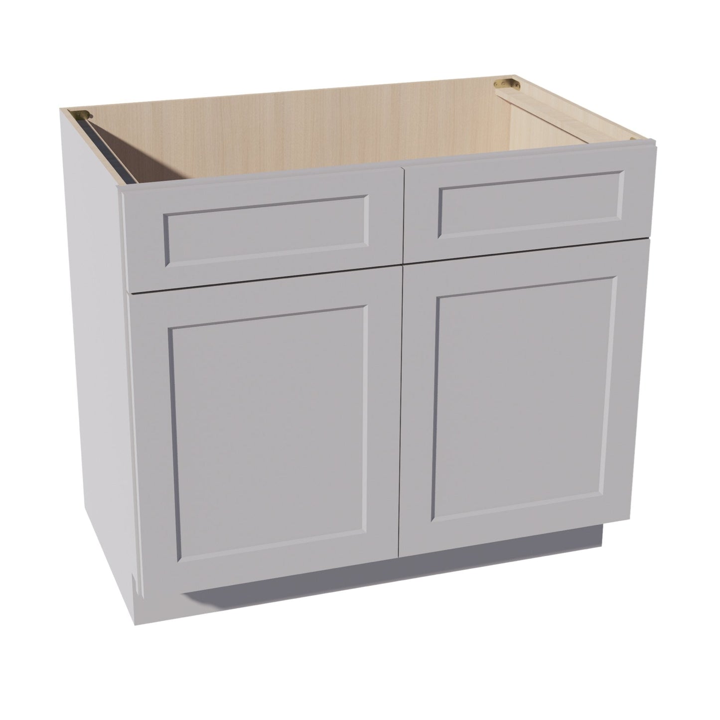 HA-SB39: Ash Gray Shaker 39" 2 Doors 2 False Drawers Sink Base Cabinet