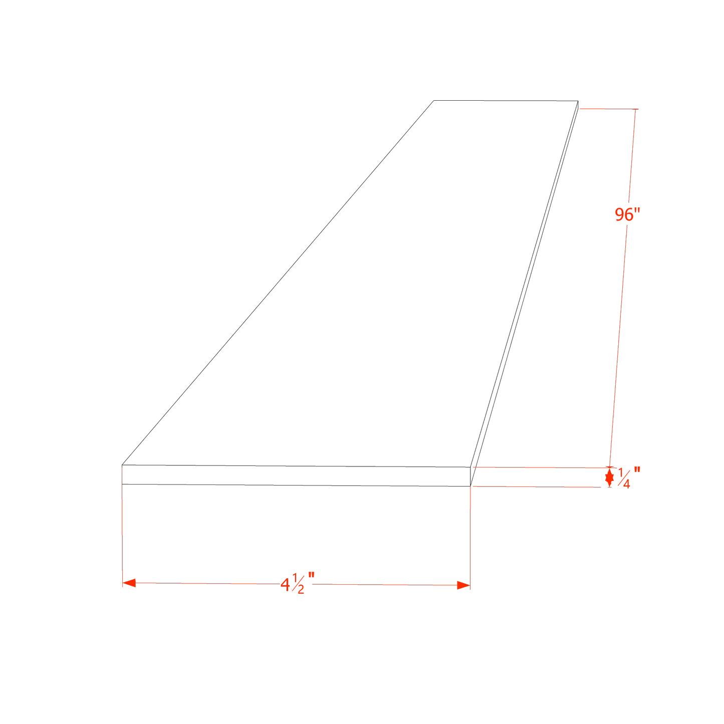 HA-TK8: Ash Gray Shaker 96"W x 4-1/2"H x 1/4"D Toe Kick Plate