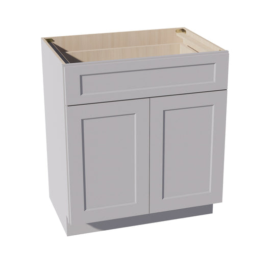 HA-VB3021: Ash Gray Shaker 30"W x 34-1/2"H x 21"D 2 Doors & 1 Drawer Double Door Vanity Base Cabinets