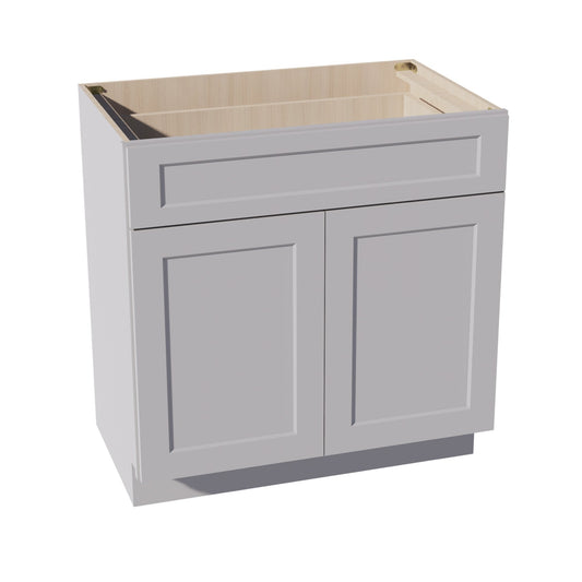 HA-VB3321: Ash Gray Shaker 33"W x 34-1/2"H x 21"D 2 Doors & 1 Drawer Double Door Vanity Base Cabinets